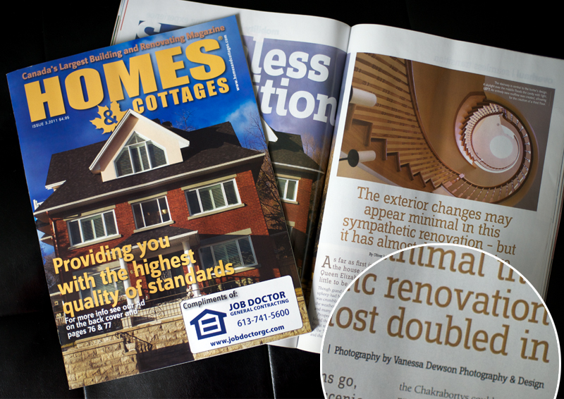 Homes&Cottages Photography feature on cover and article in Homes & Cottages Magazine.
